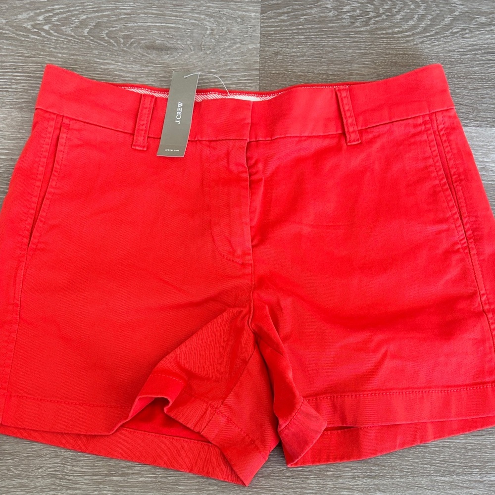 Brand new J. Crew Bright Red Cotton Bermuda Shorts
